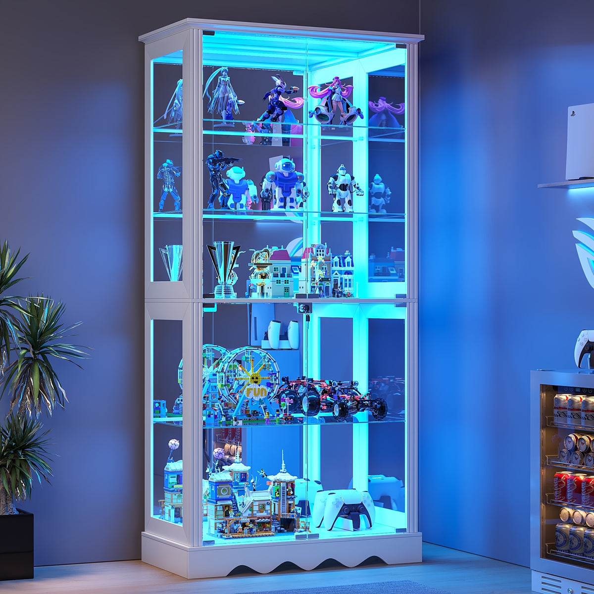 display cabinet glass doors 71 tall   rgb lights