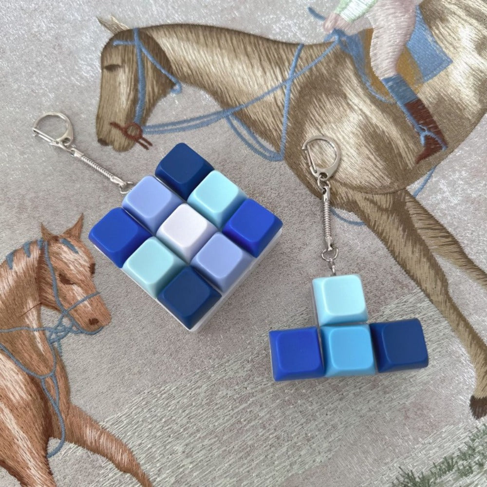 1pc random color 9 key mechanical keyboard keychain colored