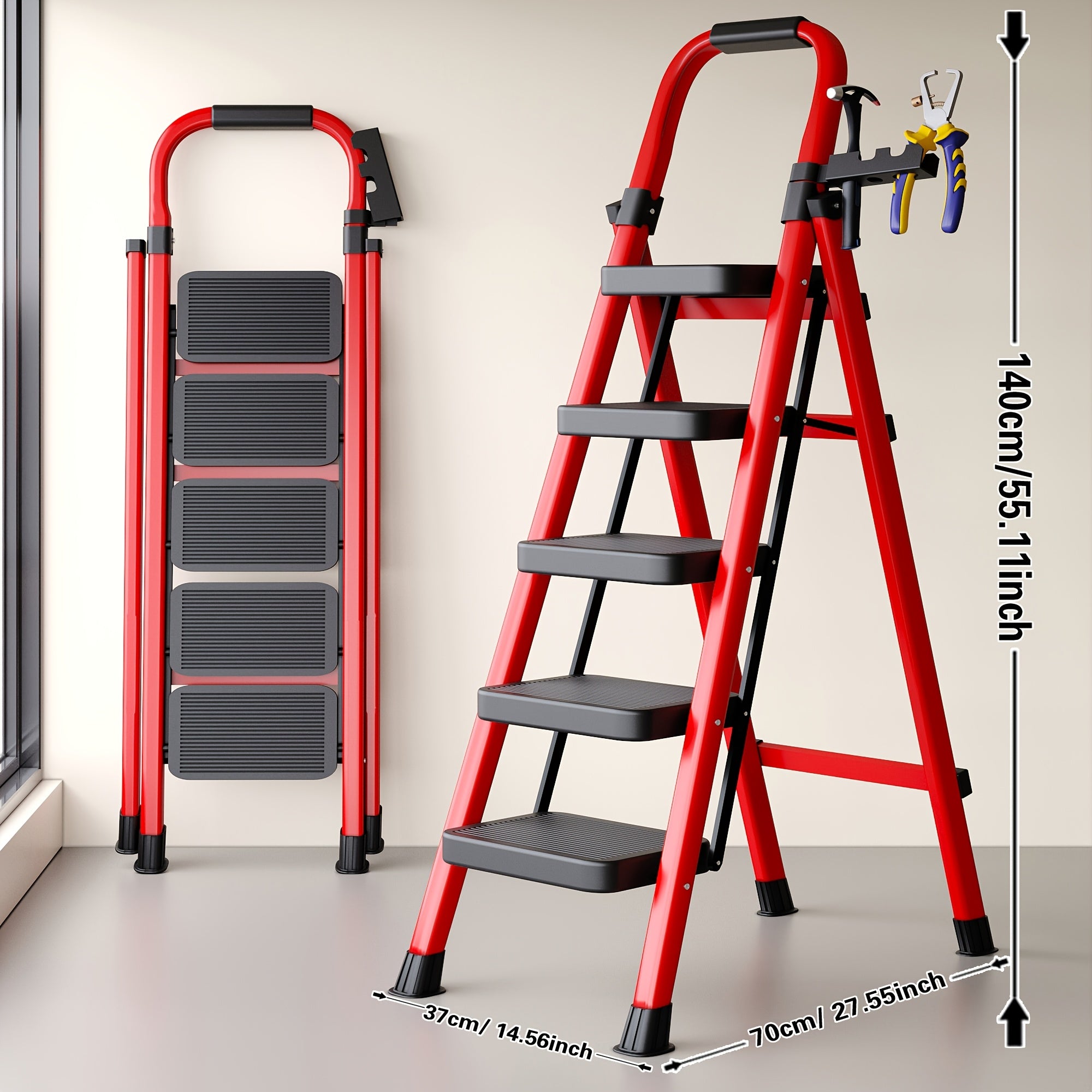 folding 5 4 3 step ladder portable multi functional ladder