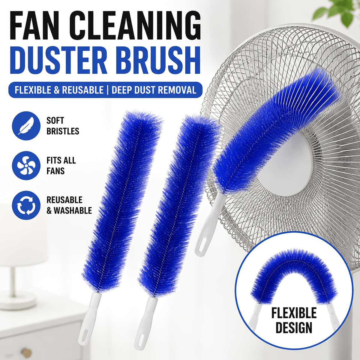 flexible microfiber fan cleaning brush multifunctional