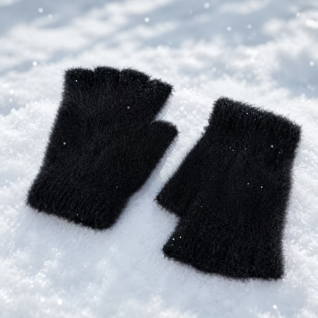 2pcs womens thermal fingerless gloves half finger warm