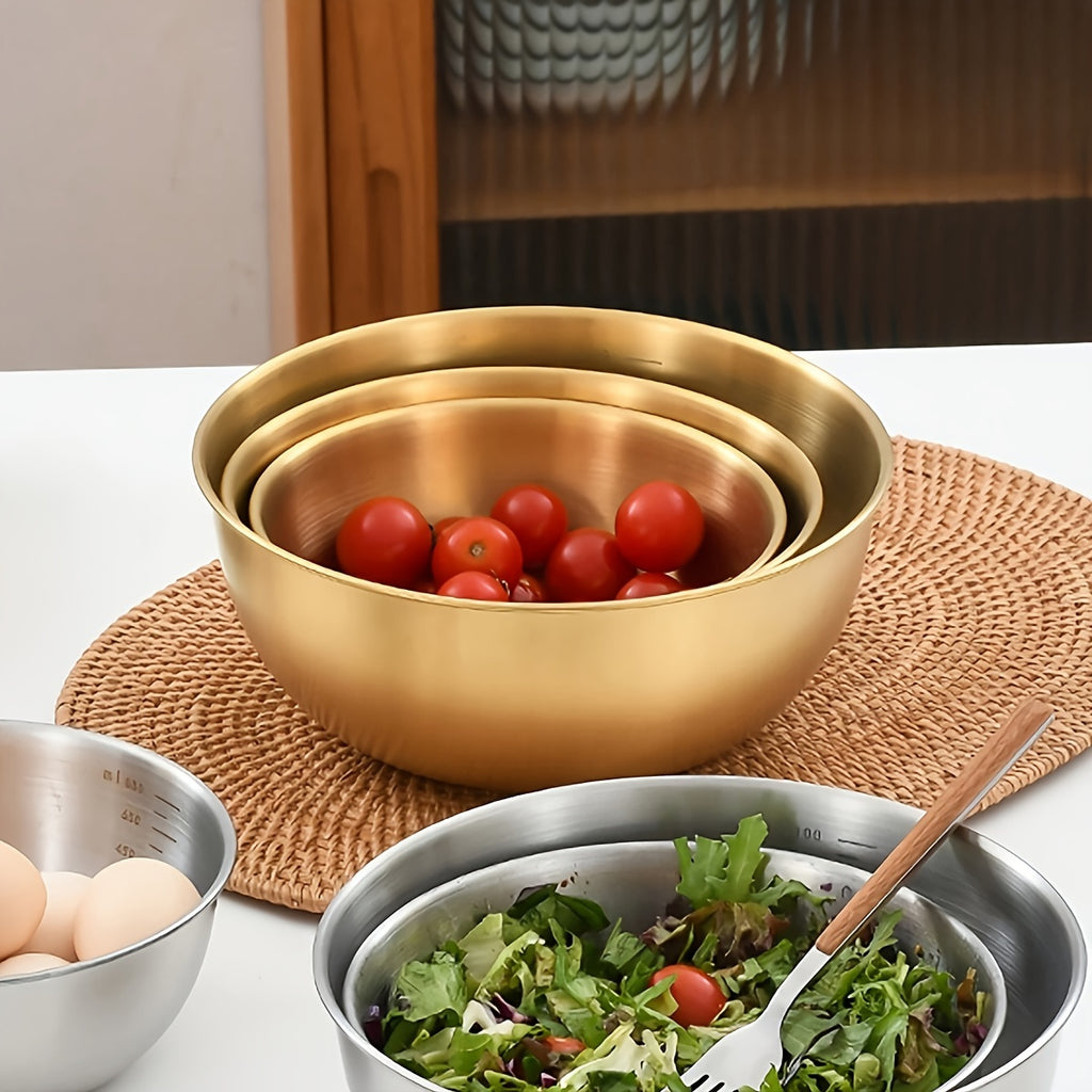 3pcs stainless steel salad bowls set oven safe durable