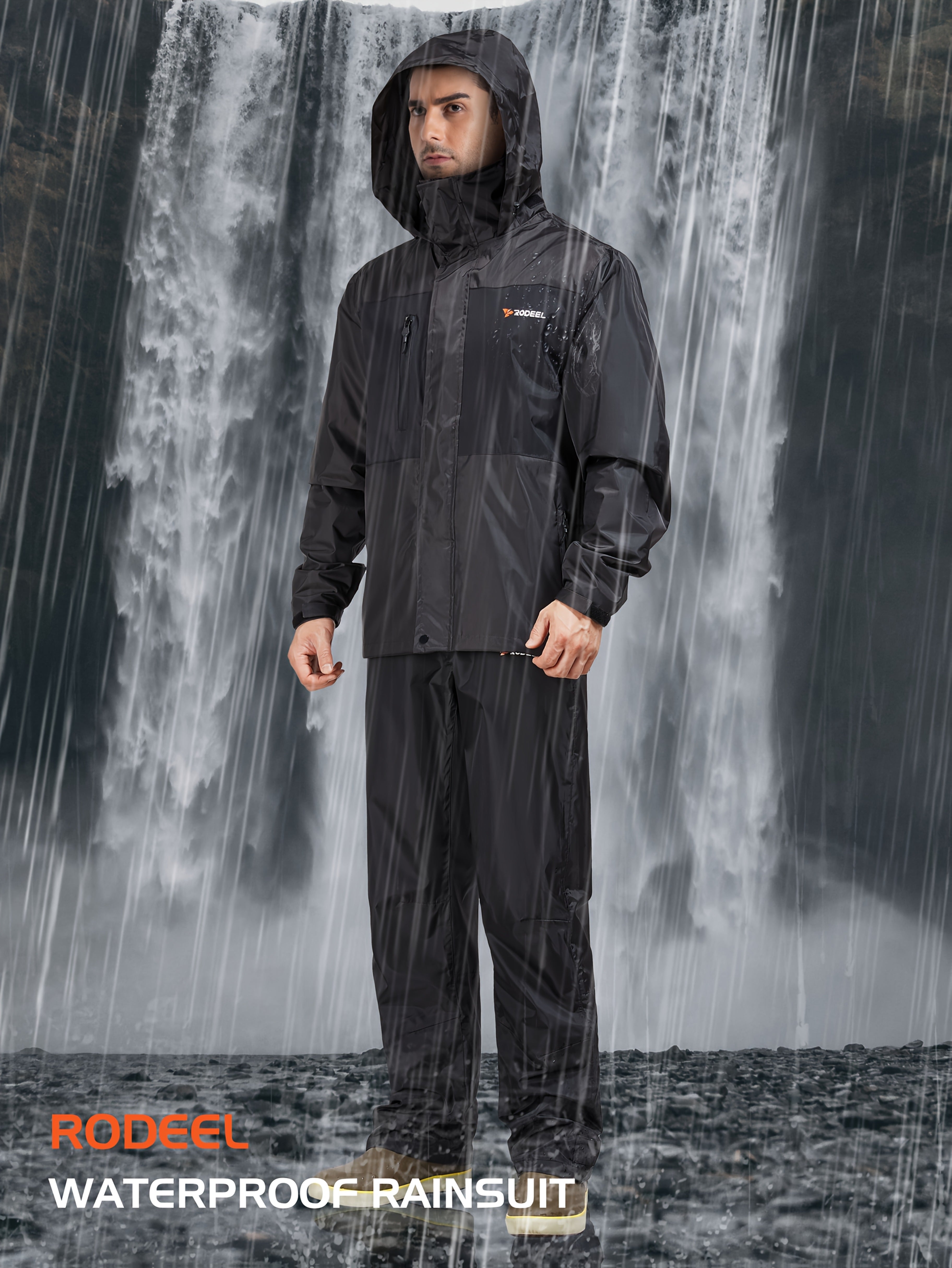 waterproof raincoat set mens windproof jacket pants