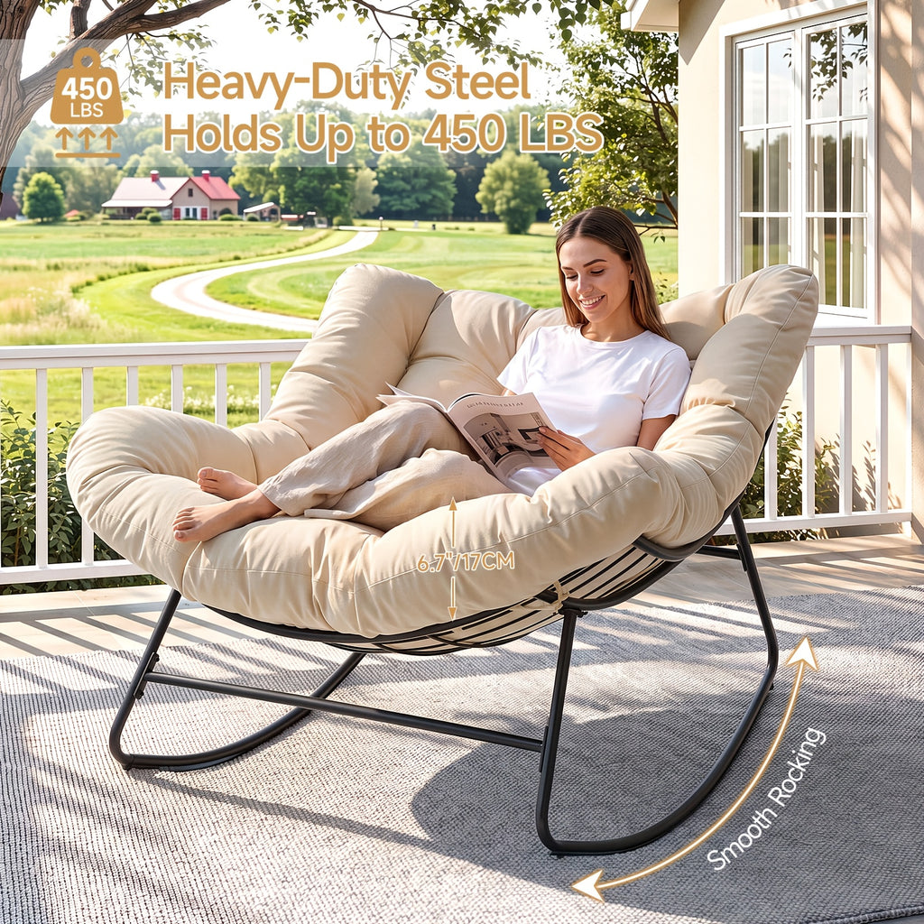 outdoor papasan rocking chair 450 lbs oversized comfy patio