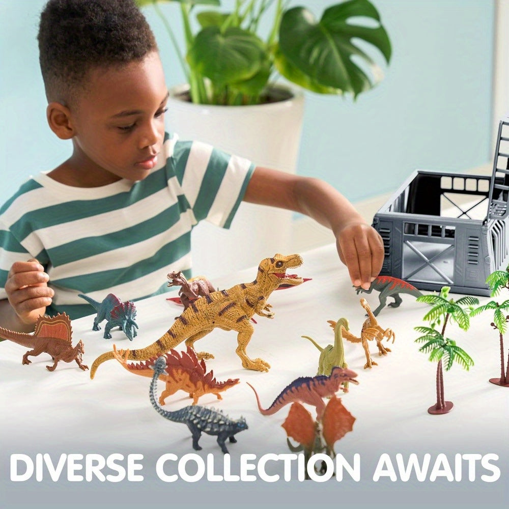 19pcs dinosaur toys kids ages 3 activity play mat storage
