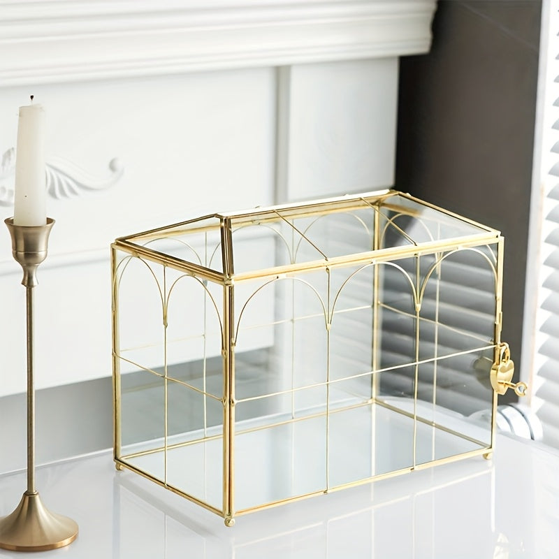 golden glass card box lock slots   inches   25 9cm