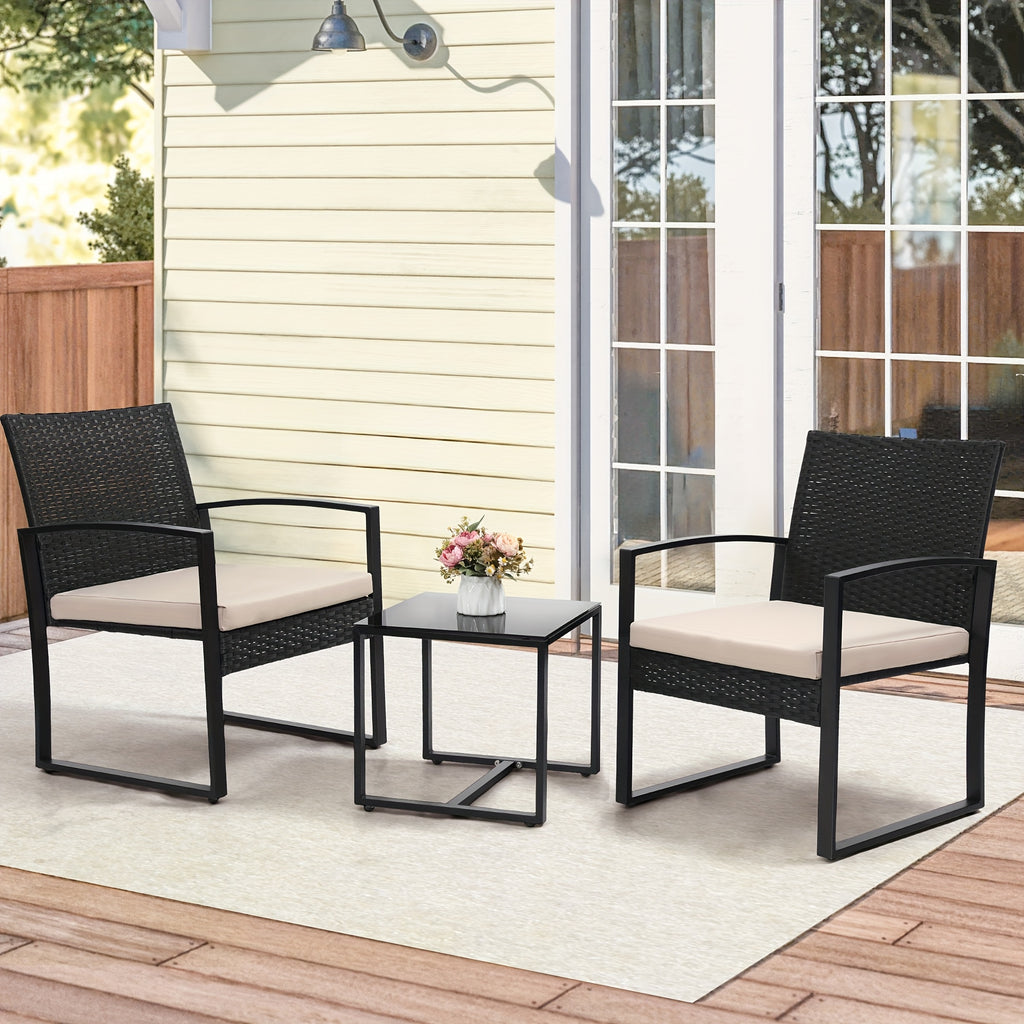 3pcs outdoor seating arrangement made wicker rattan