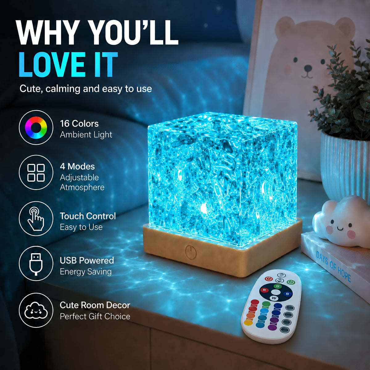 a small lamp exudes a sense luxury 16 color water ripple