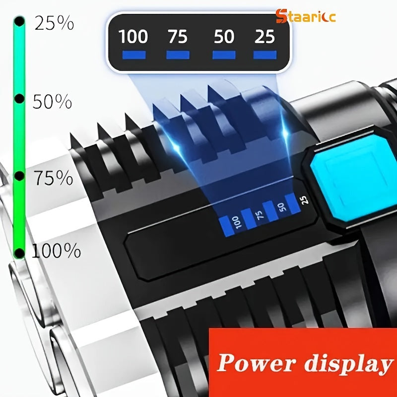 1pc led multifunctional rechargeable flashlight powerful 4