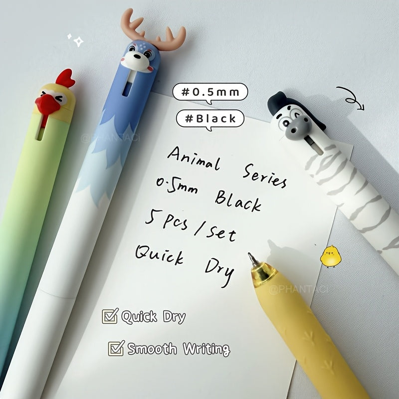 set 5   themed gel pens 0 5mm quick drying black ink