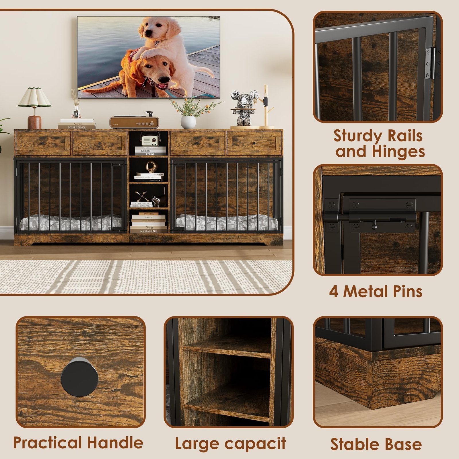 large heavy duty dual crate dog kennel furniture suitable 2