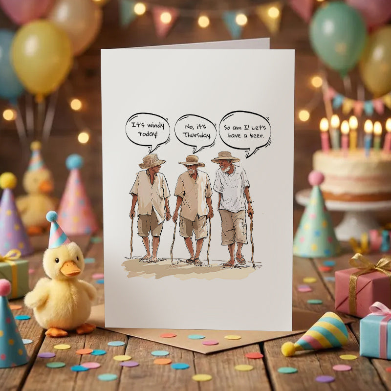 1 set funny elderly men birthday greeting card humorous day