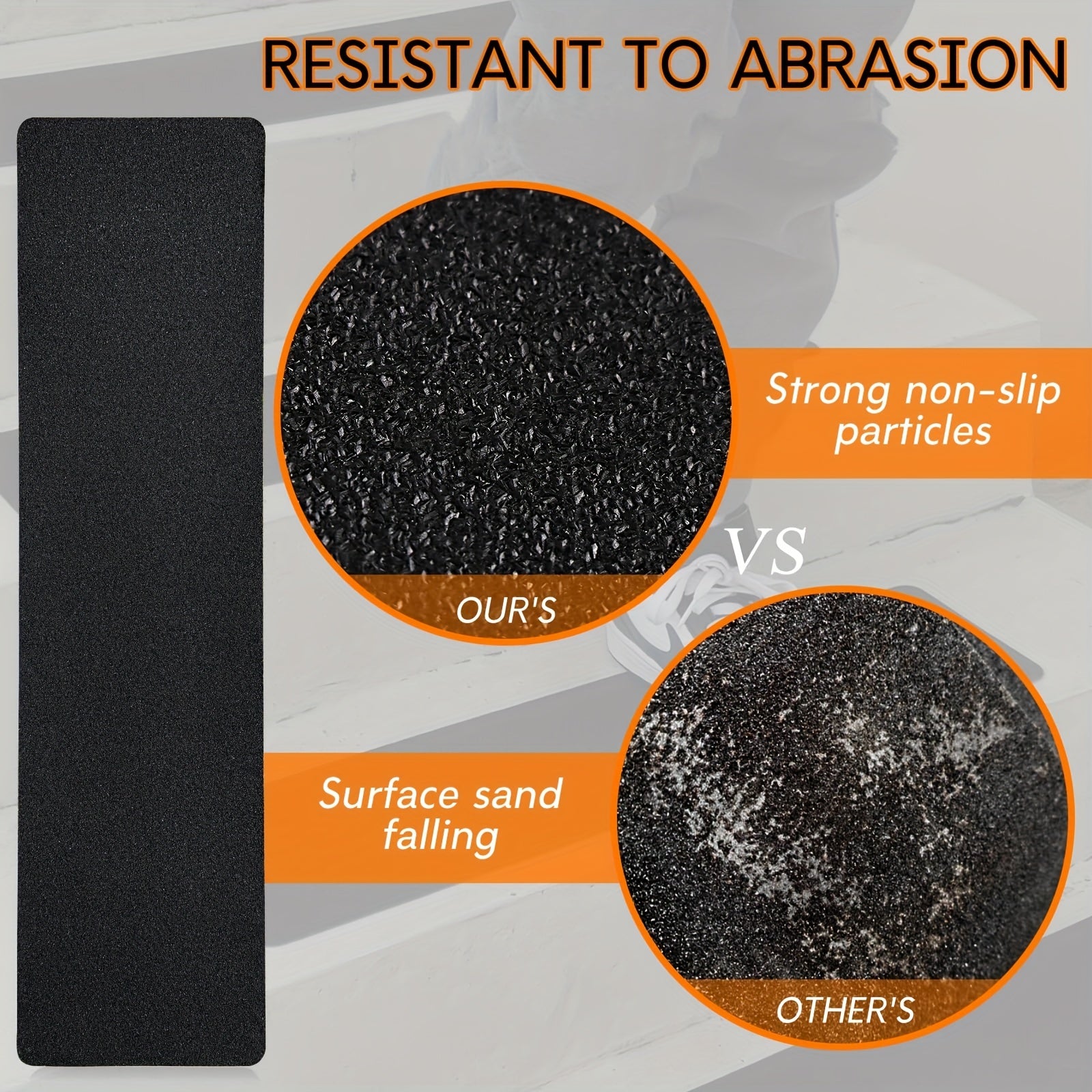 set 6 pre cut rubber anti slip stair tread tape