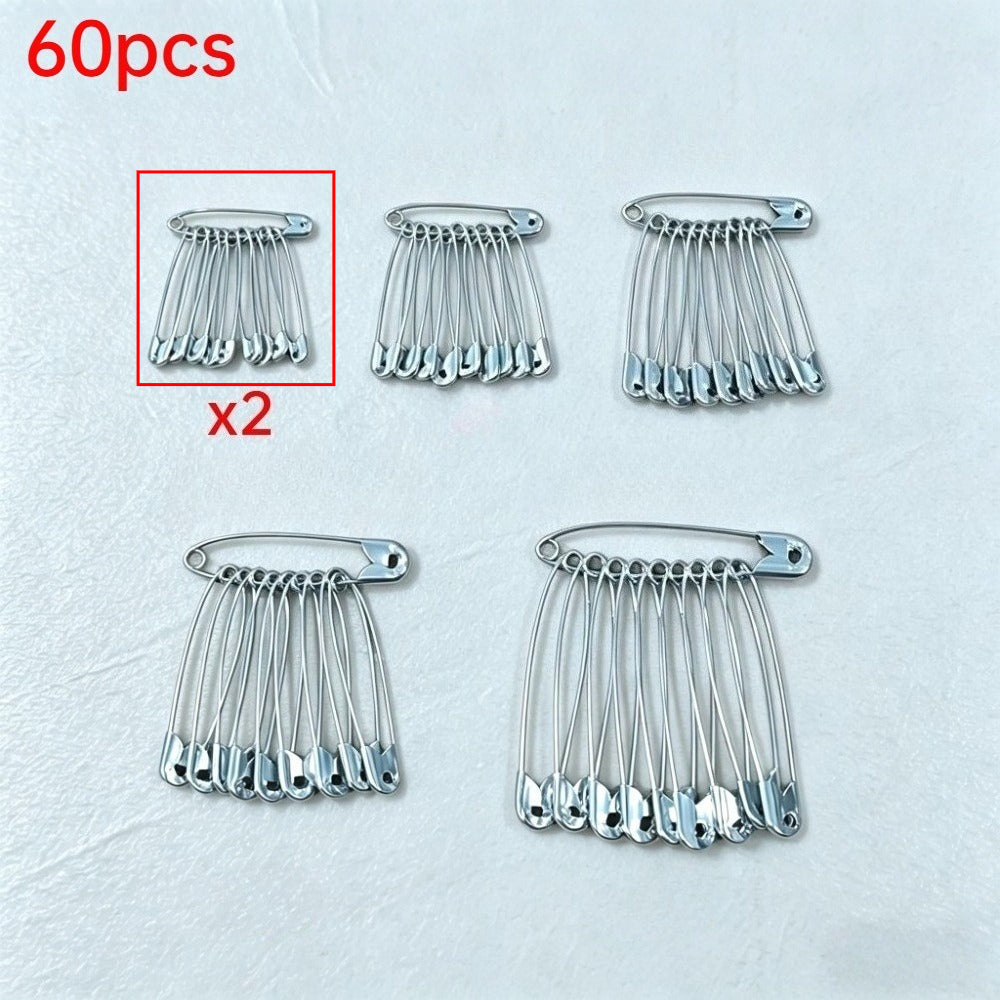 60pcs set assorted size safety pins silvery suitable