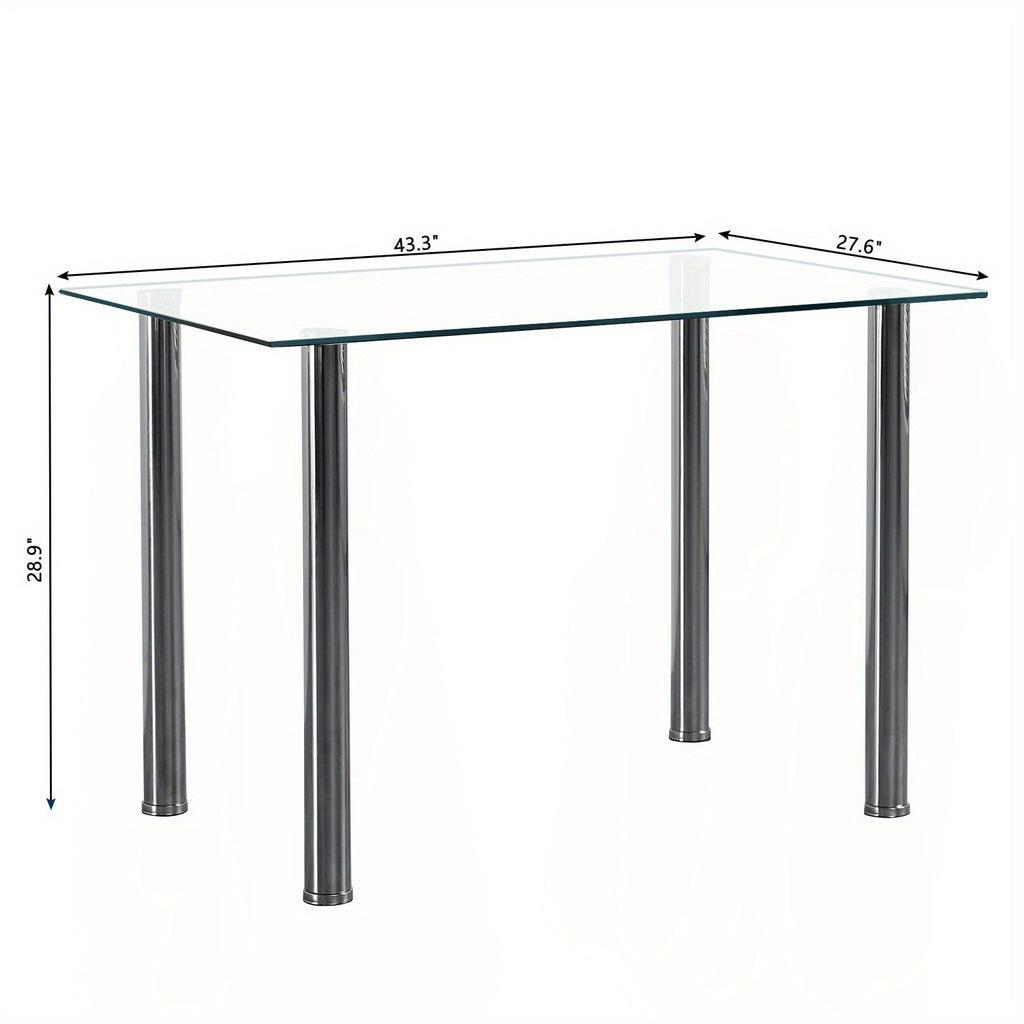 5pcs modern dining set glass   4 leather chairs