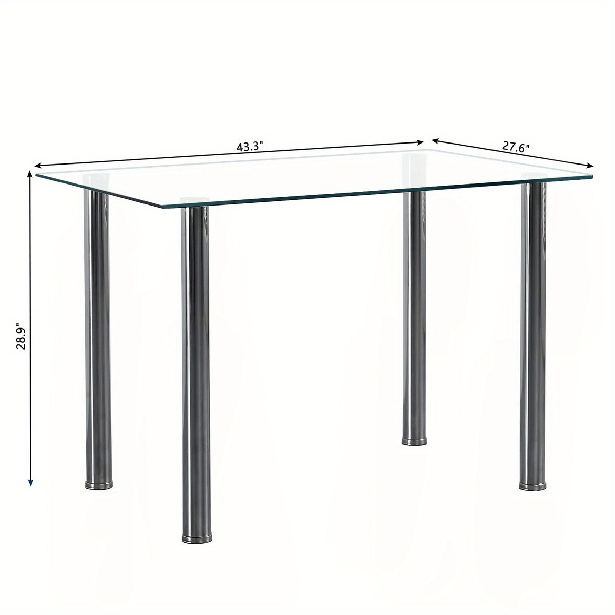 5pcs modern dining set glass   4 leather chairs