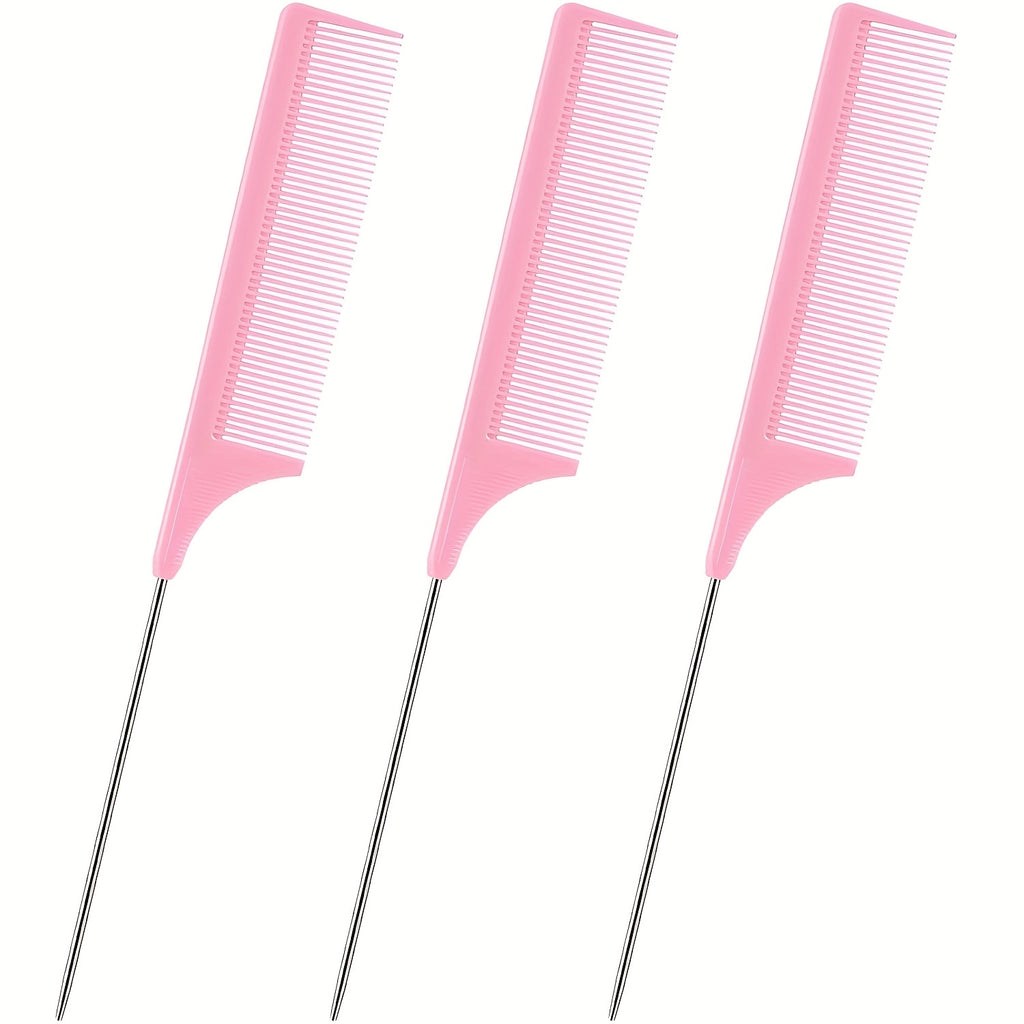 3 pack hair rat tail comb set parting teasing fine tooth