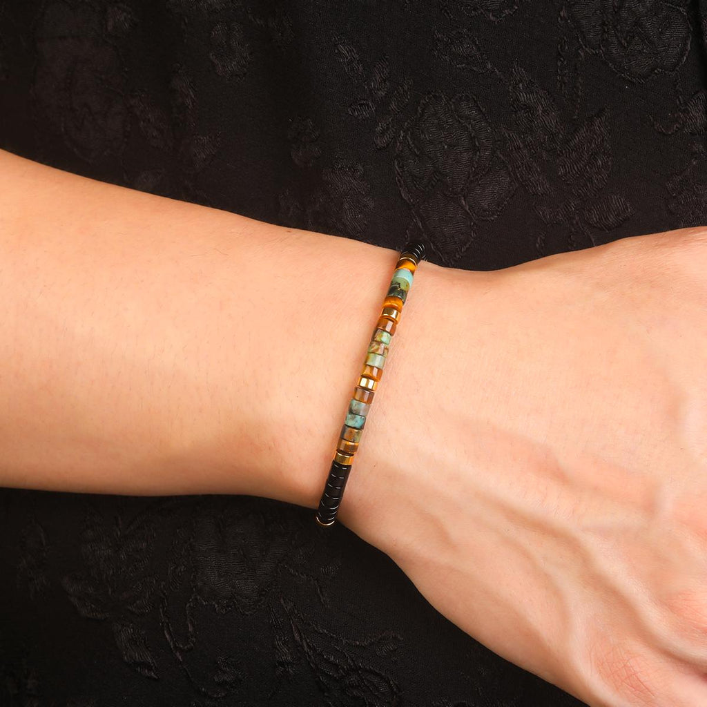 african agate tigers eye obsidian bead   bracelet
