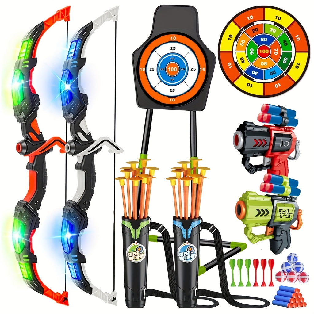 2 pack bow arrow toy kids boys girls light archery