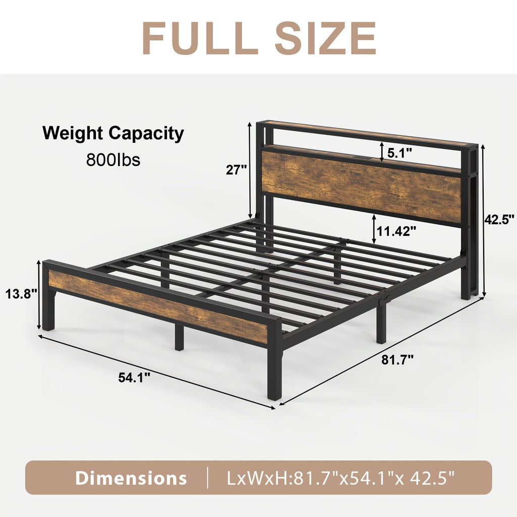 full queen king size bed frame storage metal platform bed