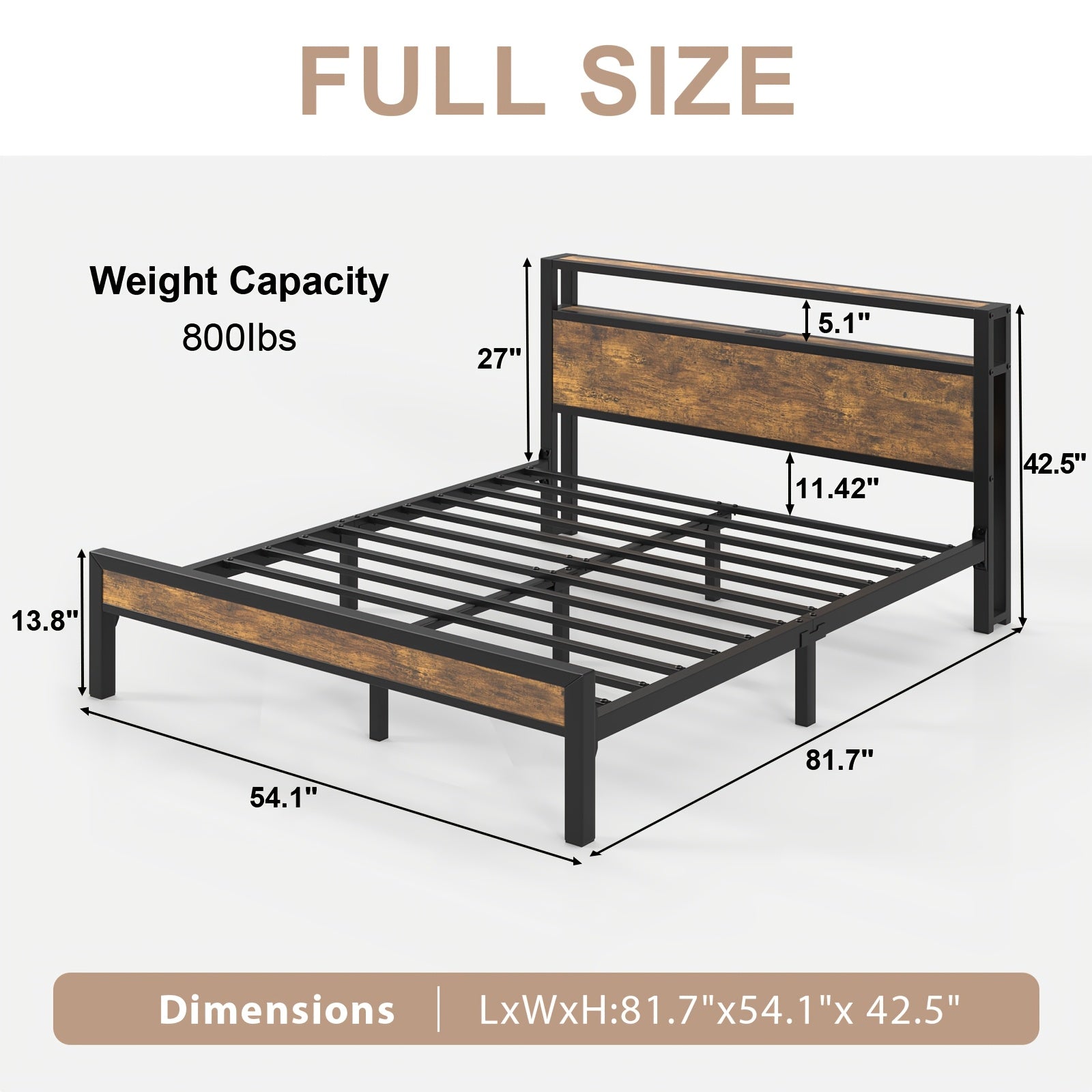 full queen king size bed frame storage metal platform bed