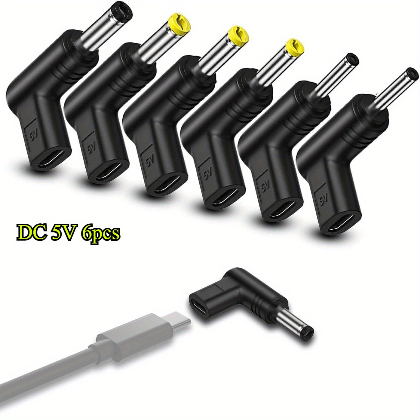 6 pack usb type c 90 degree 5v female usb c male