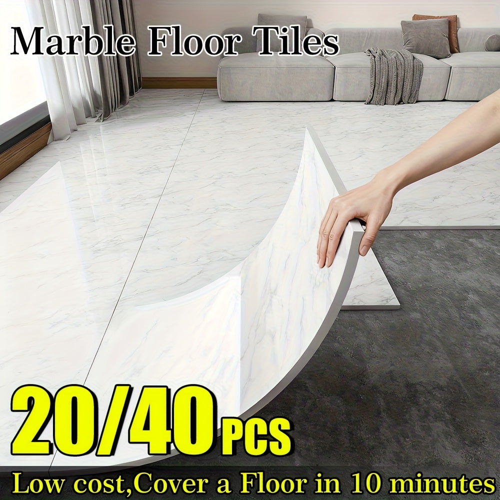 20 40 pack glossy marble floor stickers wall tiles self