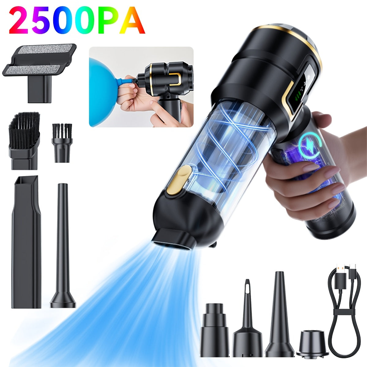 25000pa high power 9in 1wireless handheld car vacuum cleaner