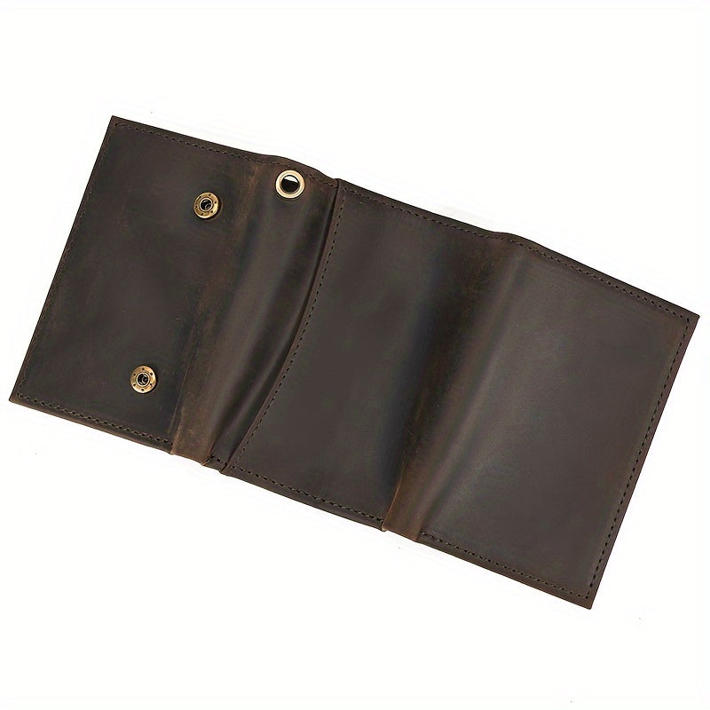 men vintage chain trifold pocket wallet wtih key holder