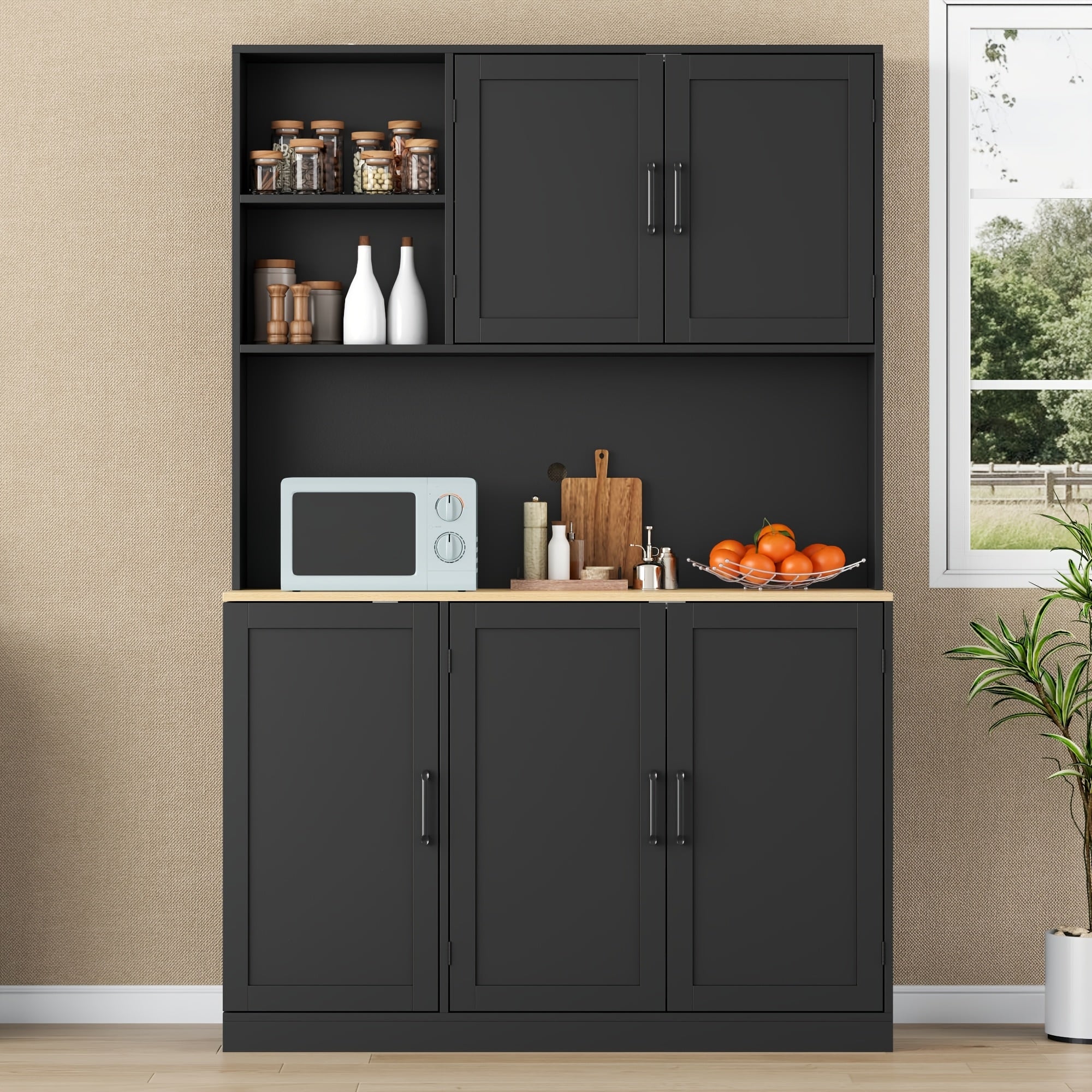 tall pantry storage cabinet 3 pull shelves modern kitchen