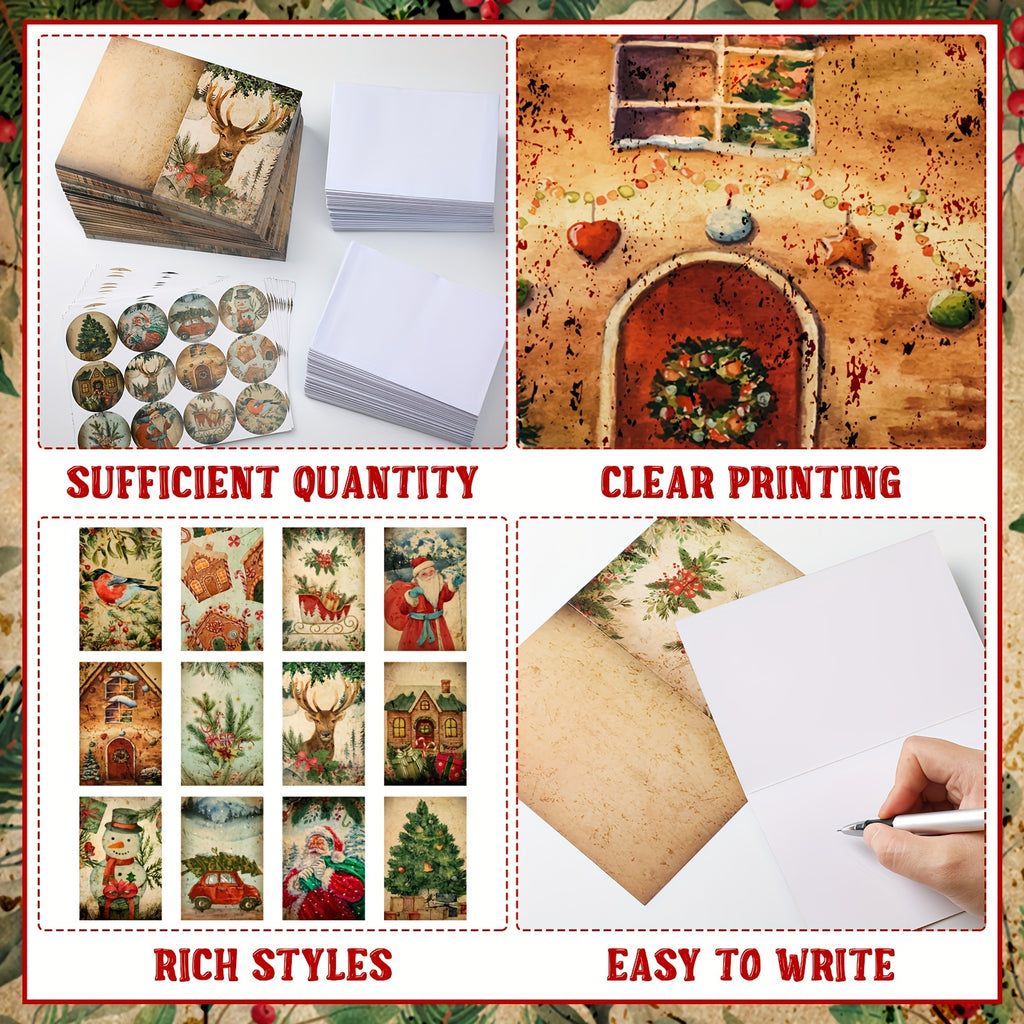240 sets christmas cards envelopes stickers vintage happy