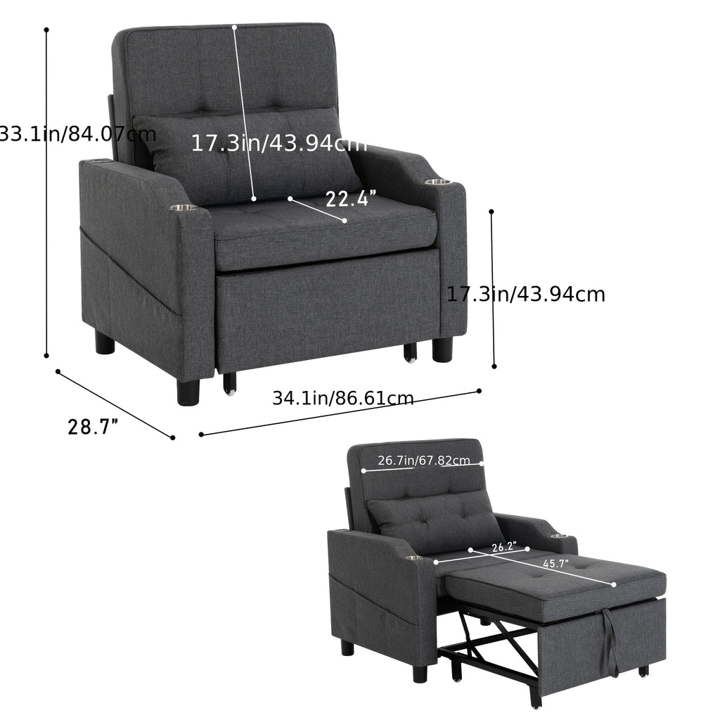 3 in 1 folding sofa bed convertible sleeper chair bed space
