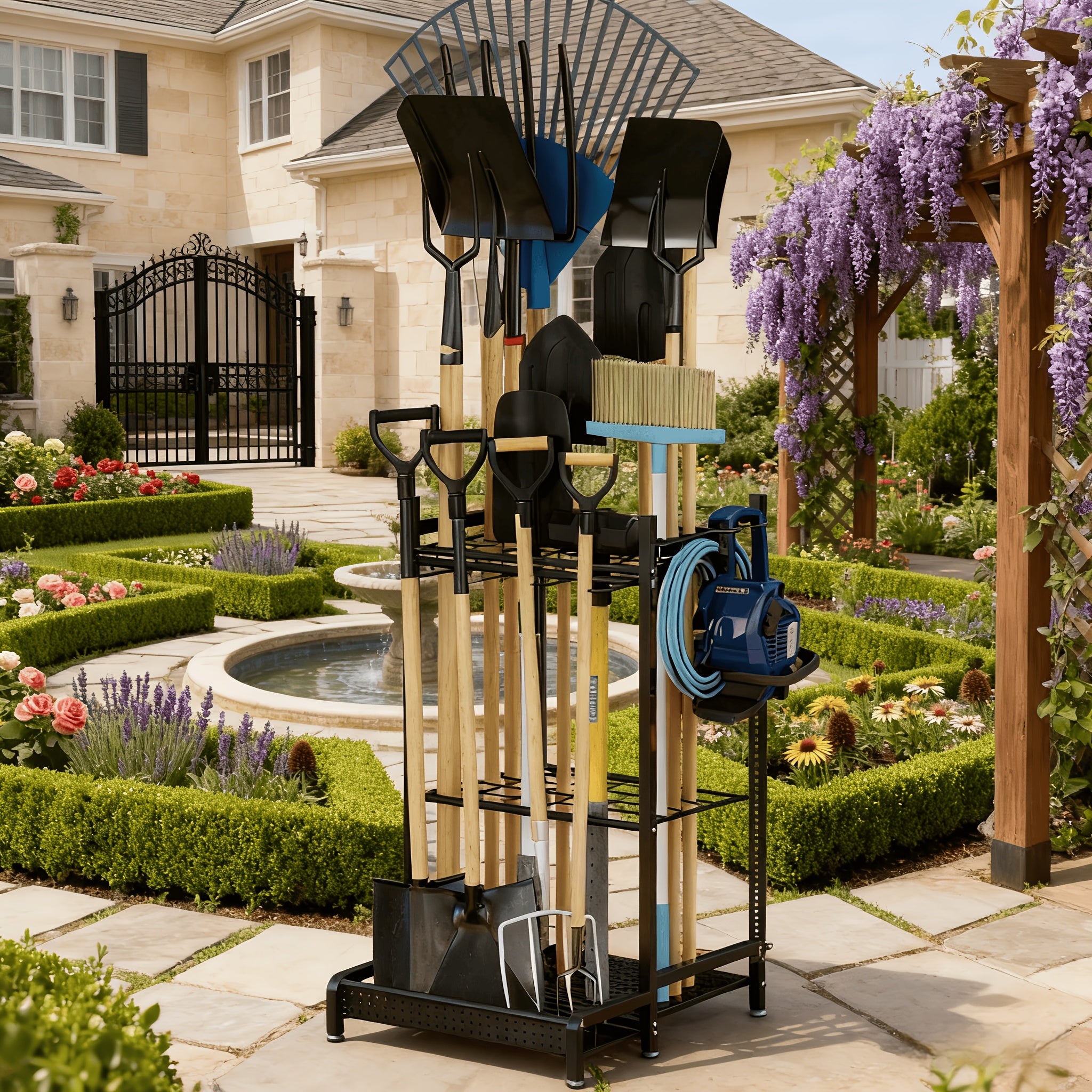 garden tool organizer garage utility storage racks hooks