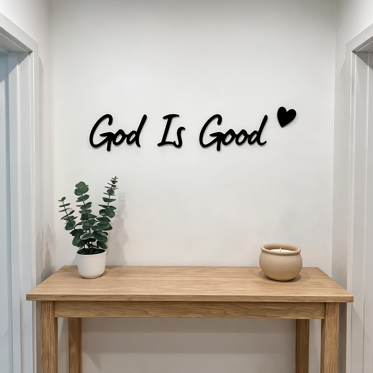 4  god good wall art set script word sign heart