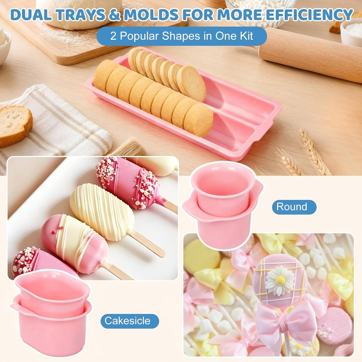 cake   mold set 9 inch pink double layer tray
