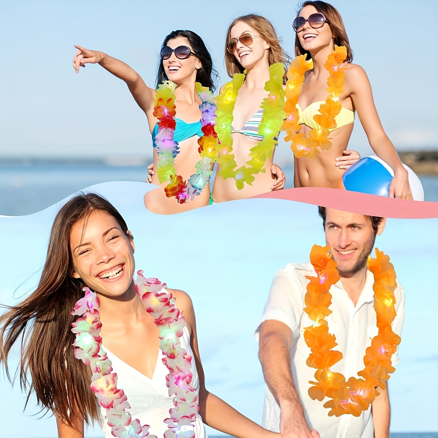 mikrones 26pcs illuminated hawaiian garland led lighting