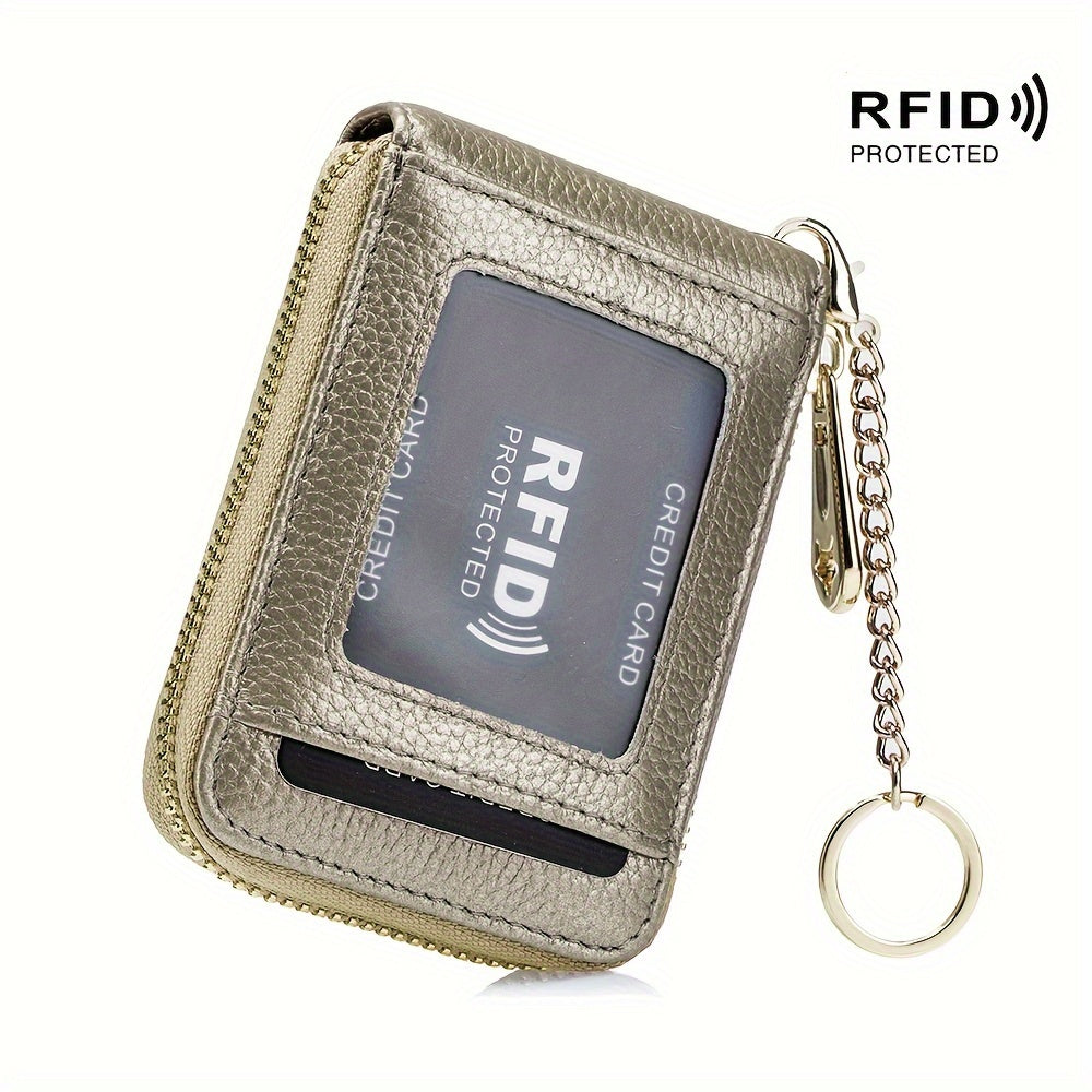 women rfid credit card holder wallet keychain id window