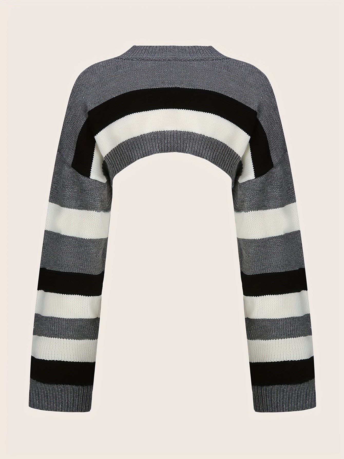 y2k oversized striped sweater relaxed fit short cropped