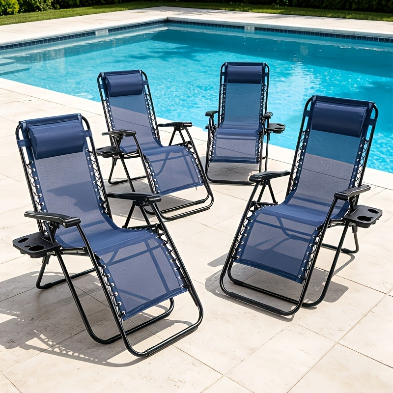 4pcs zero gravity lounge chairs foldable reclining outdoor