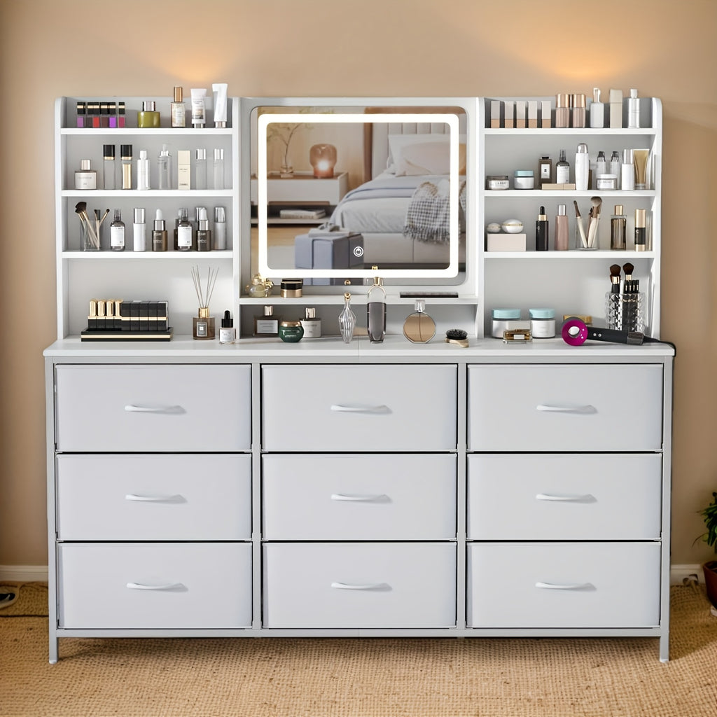 dressing table featuring a   mirror   nine