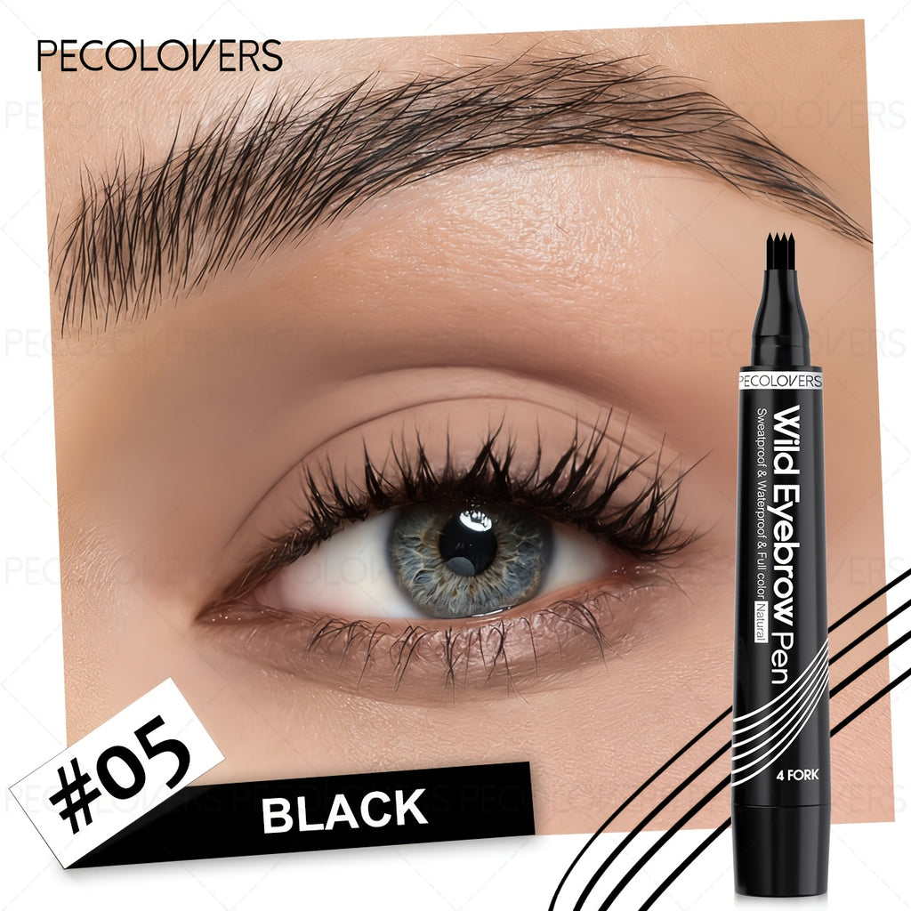 1pc waterproof eyebrow pen 6 colors featuring a 4 fork tip