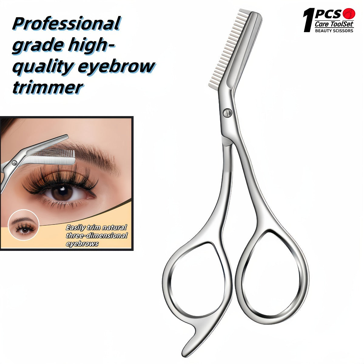 stainless steel   eyebrow scissors built in brow