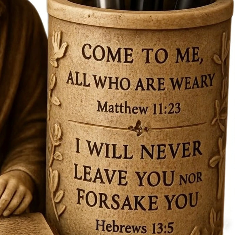 pen holder bible verse vintage enamel statue suitable