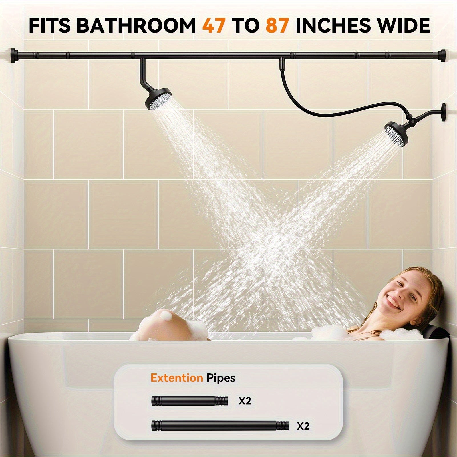 dual shower head system couples high pressure shower heads 3
