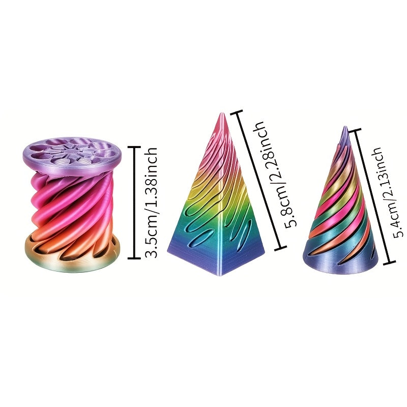 3 piece decorative set spiral pyramid shaped desk ornaments
