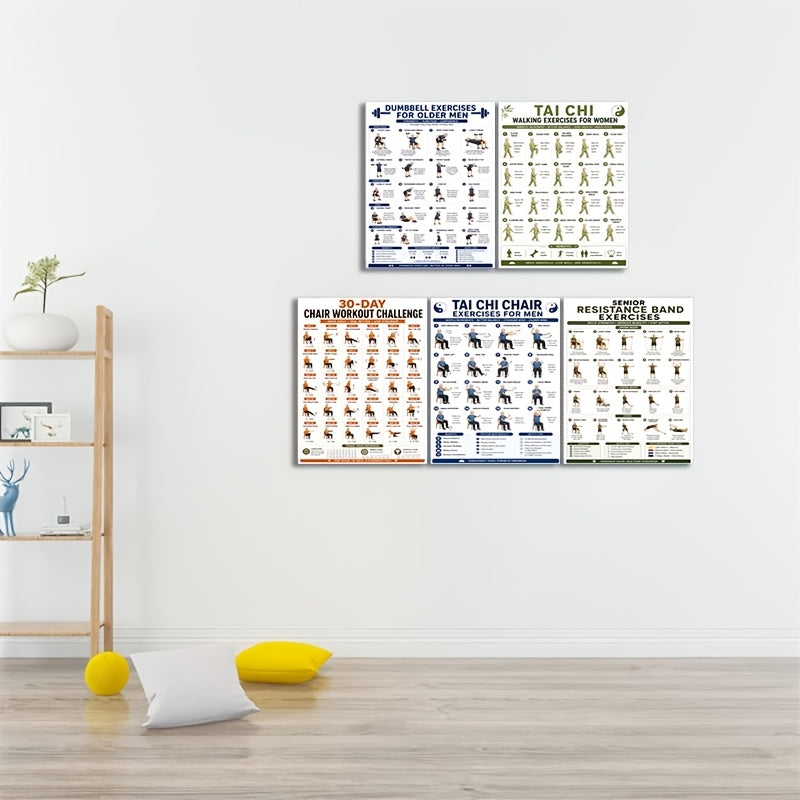 5   workout posters 8x10  exercises tai