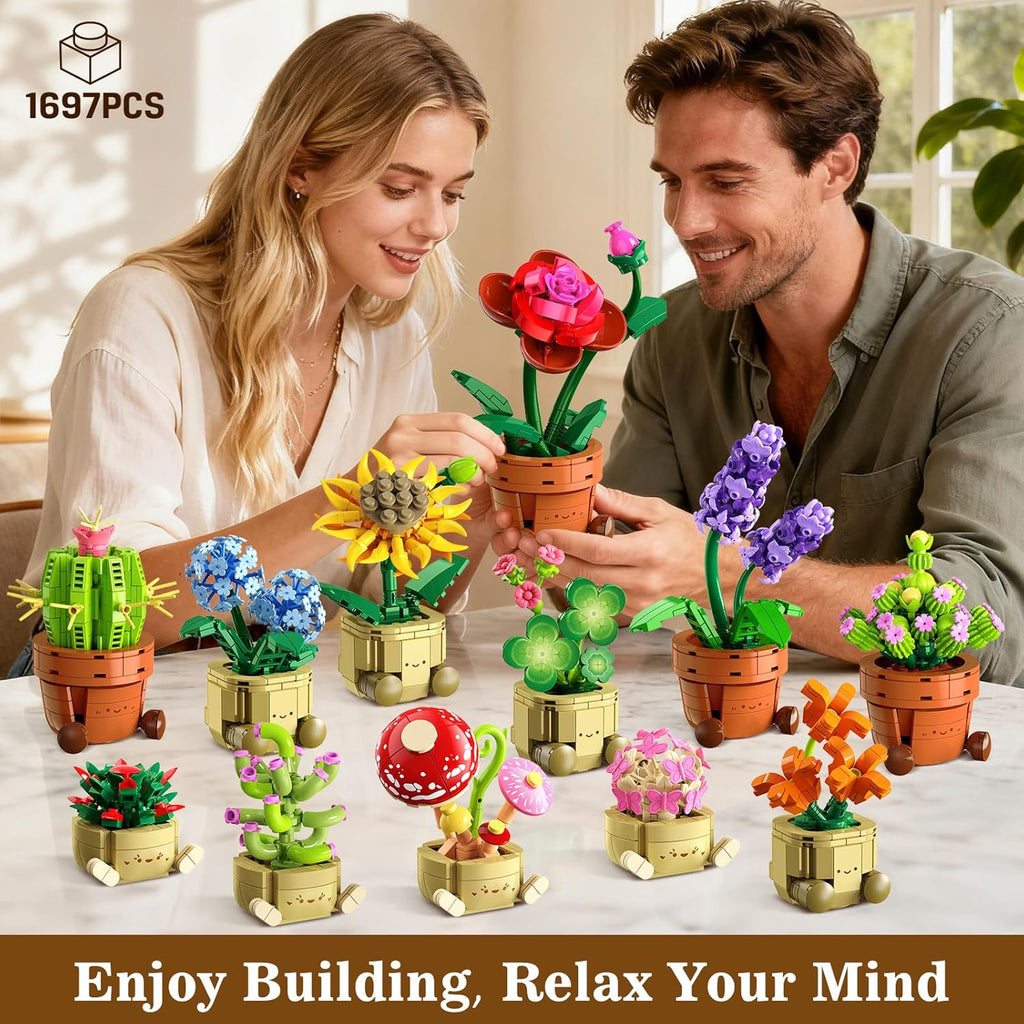 flowers plants mini building set   1697pcs botanical