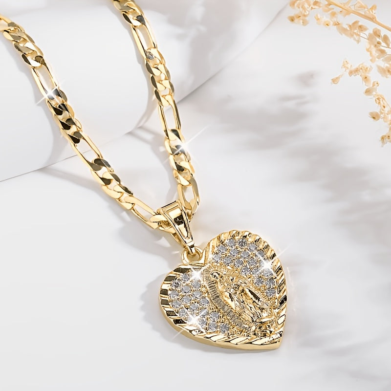 fashionable luxurious heart shaped lady guadalupe pendant