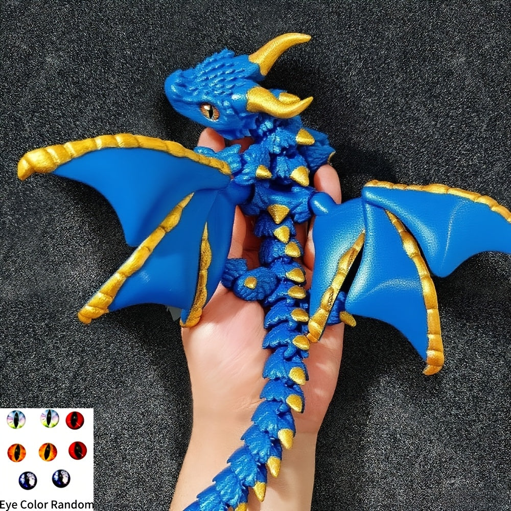 3d printed dual horned dragon statue flexi wings