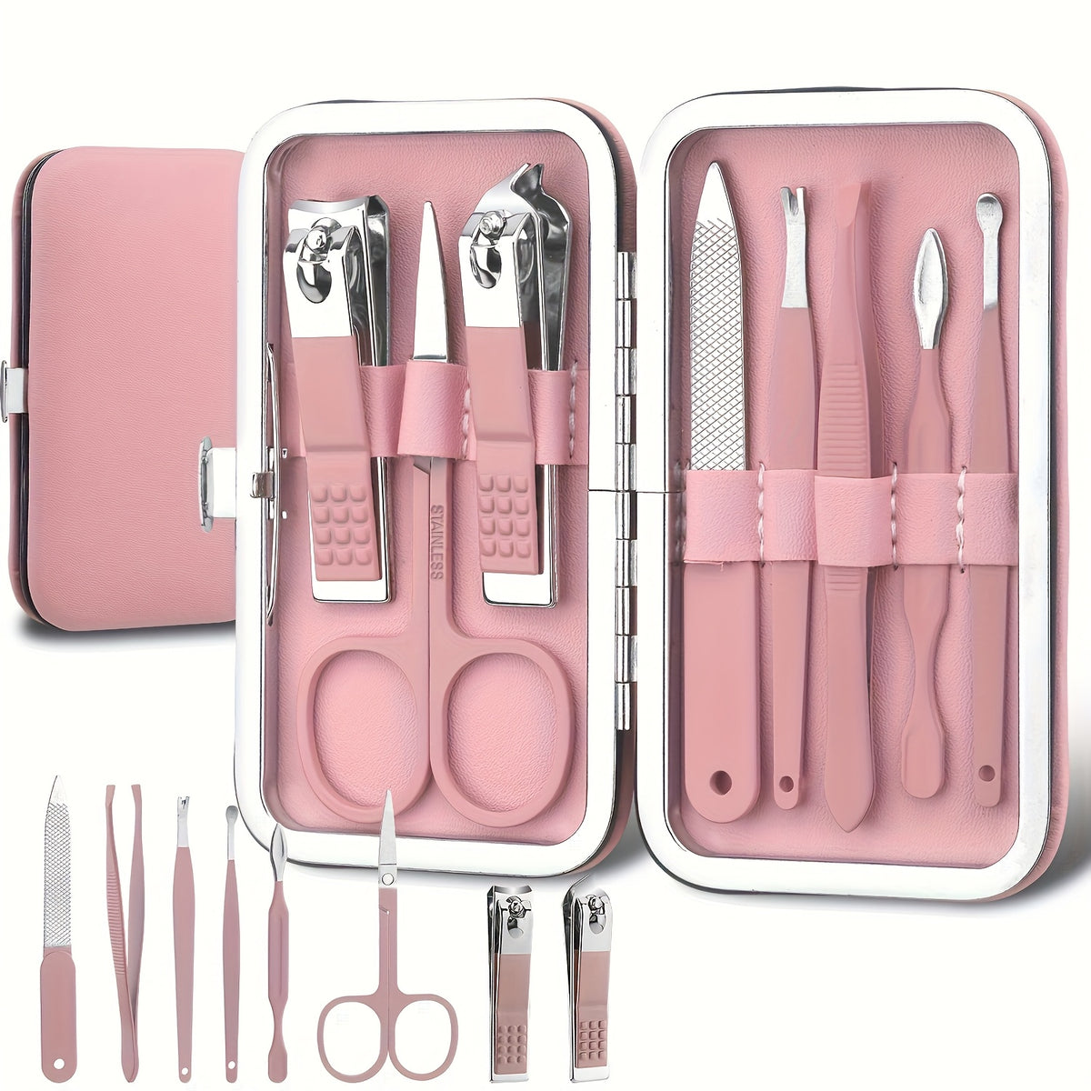 8 in   golden stainless steel nail care kit pink